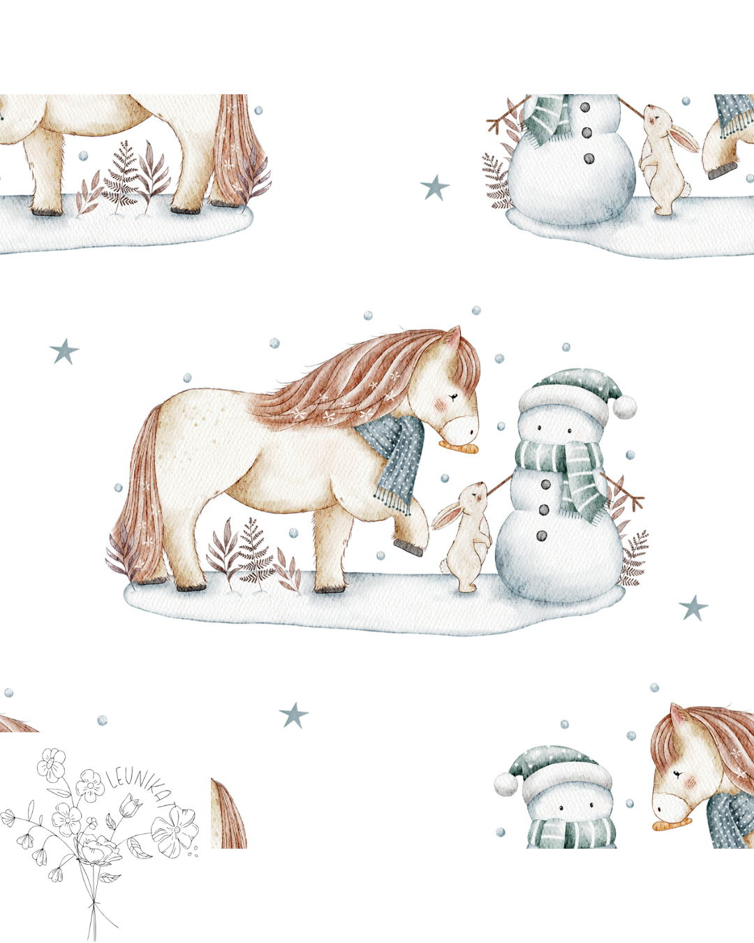 Pony und Schneemann