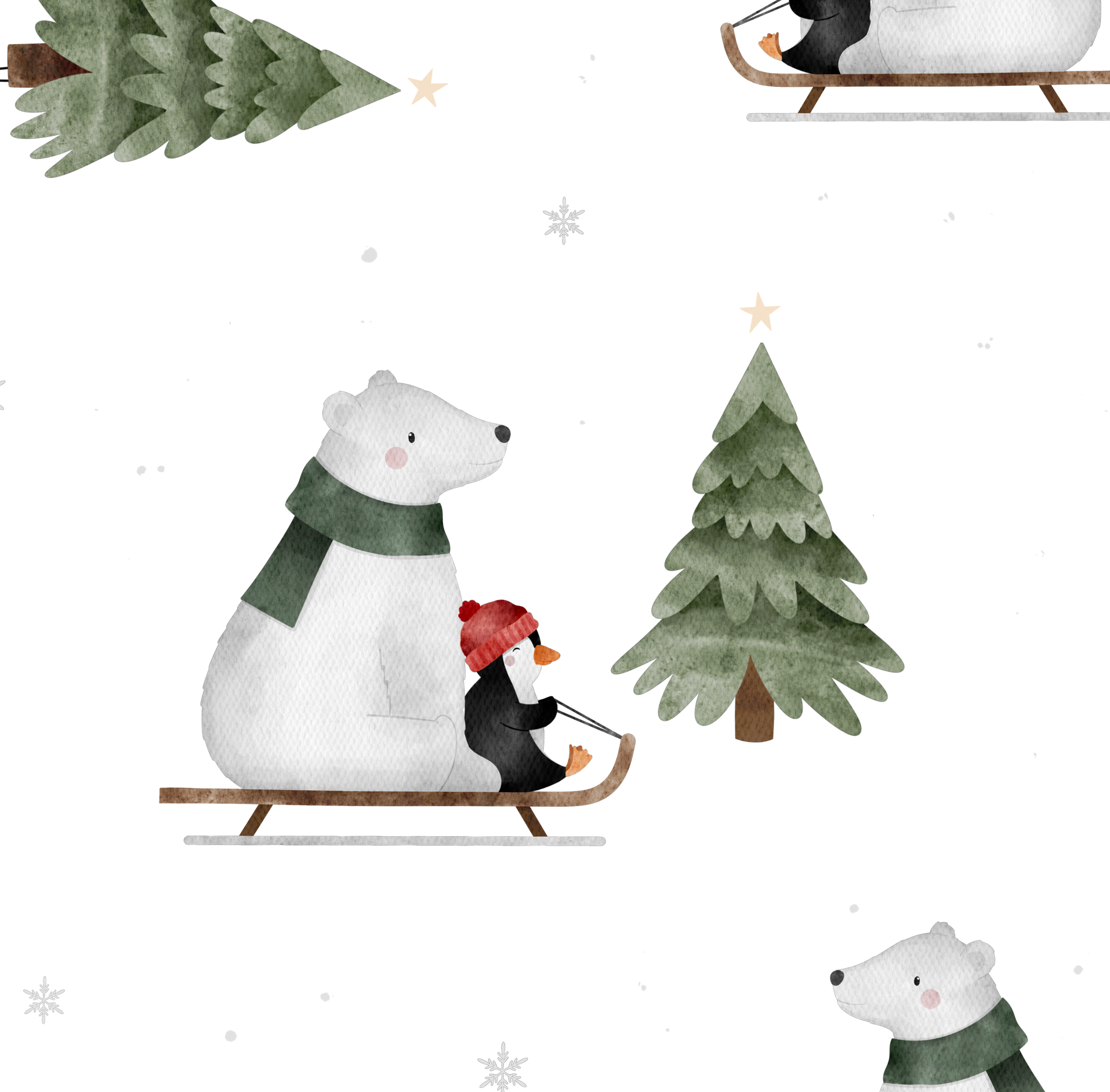 Luge Ours polaire et pingouin