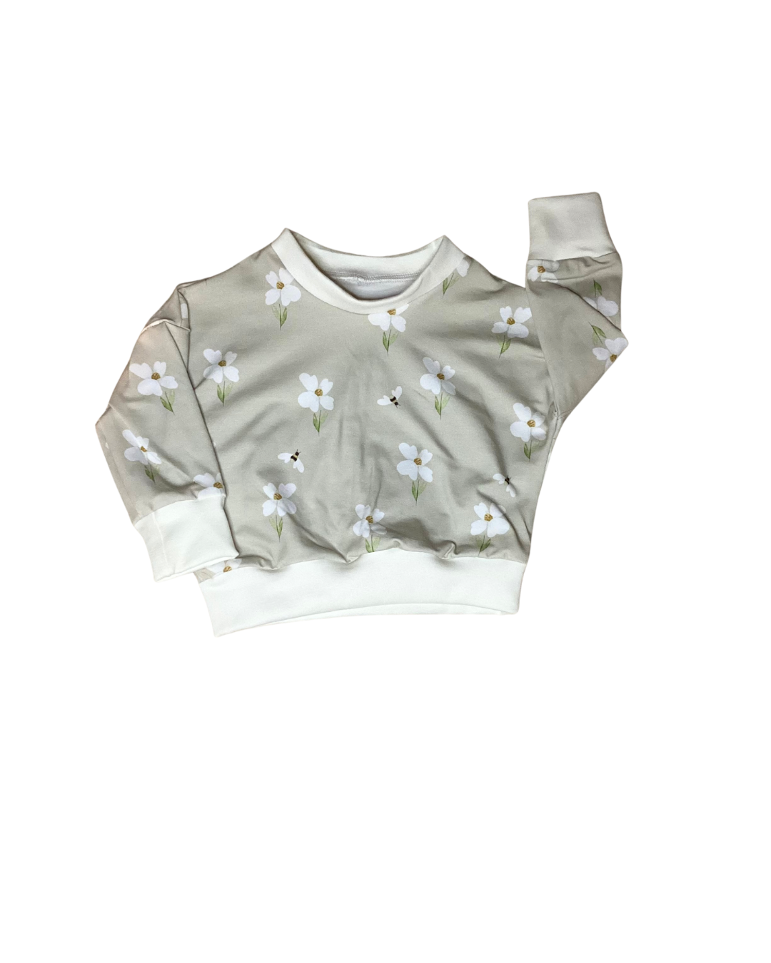 Oversize Pullover  Blumen weiß