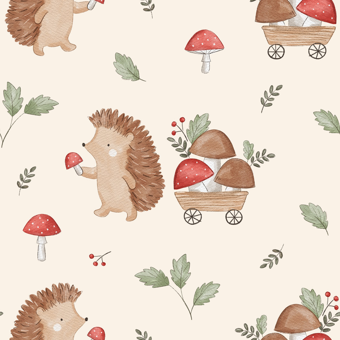 Igel mit Pilzen